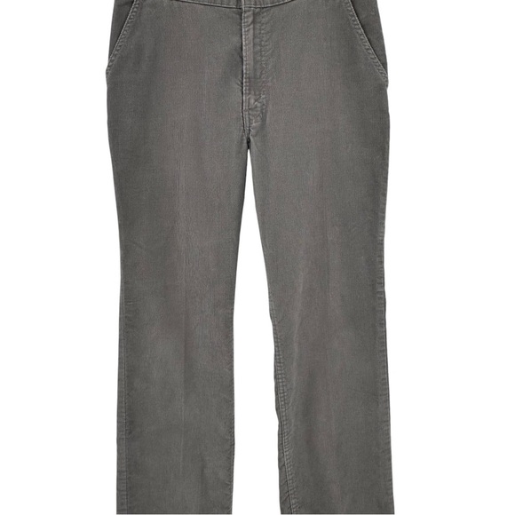 Vintage 80s Levi's Corduroy Pants High Rise Straight Leg Loose Fit Gray | 33" - Picture 5 of 14